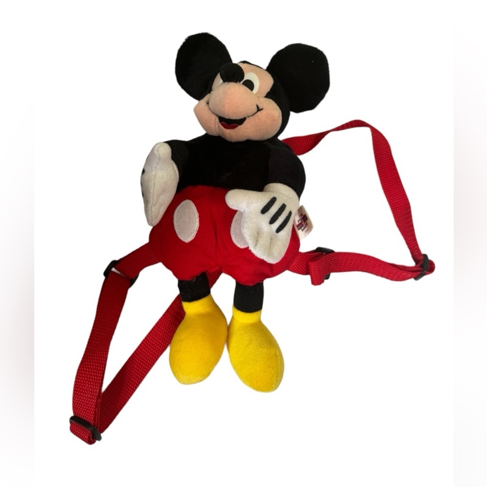 Disney Vintage Mickey Mouse Tiny Mini Mini Size Backpack Plush Toy Zip Bag Strap